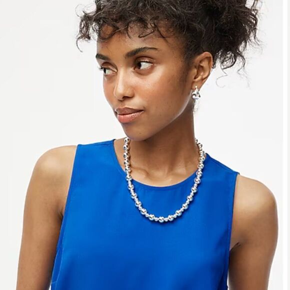 J. Crew factory Sleeveless button-back shell in bright Grotto NWT Size XS - Picture 2 of 10